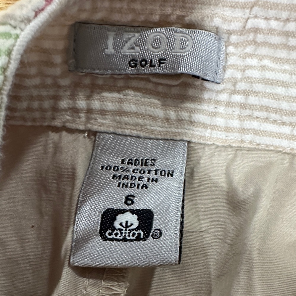 Izod golf  Patchwork Mini Skirt size6 cotton pastel wafle fábric atletic pockets - Picture 9 of 11
